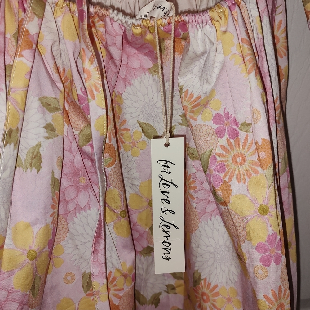 For Love And Lemons Carrie Floral Milkmaid Style Midi Dress With Puff Sleeves - Picture 6 of 6